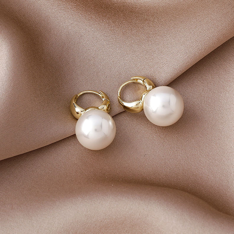 Large Pearl Earrings Simple Double-sided Ear Clip-Jewearrings