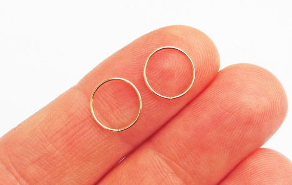 14K Gold Wrapped 925 Silver Minimalist Mini Circular Earrings-Jewearrings