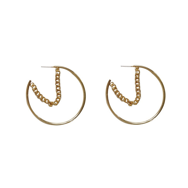 Women's Trendy Style Hoop Chain Earrings-Jewearrings