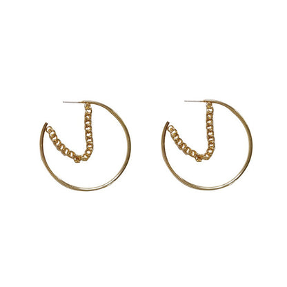 Women's Trendy Style Hoop Chain Earrings-Jewearrings