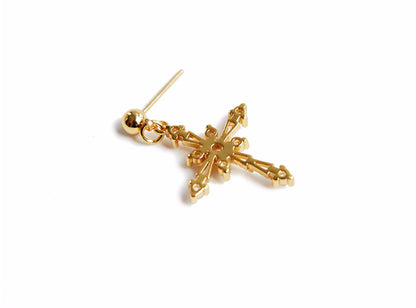 Baroque cross ear bone clip earrings-Jewearrings