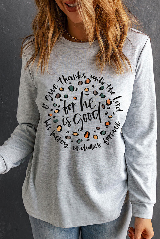 Graphic Round Neck Long Sleeve T-Shirt-Jewearrings