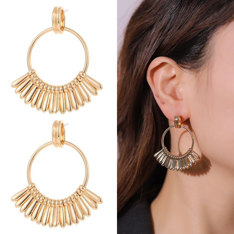 Women's Exaggerated Metal Grain Gold-plated Earrings-Jewearrings