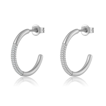 Retro Simple All-match Sterling Silver Rhinestone Earrings-Jewearrings