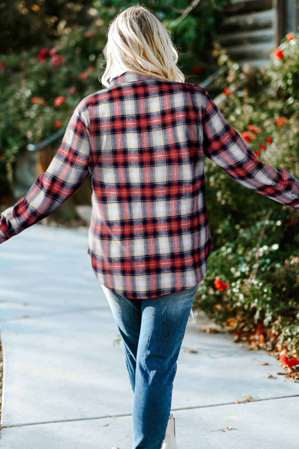 Plus Size Plaid Collared Neck Shirt-Jewearrings