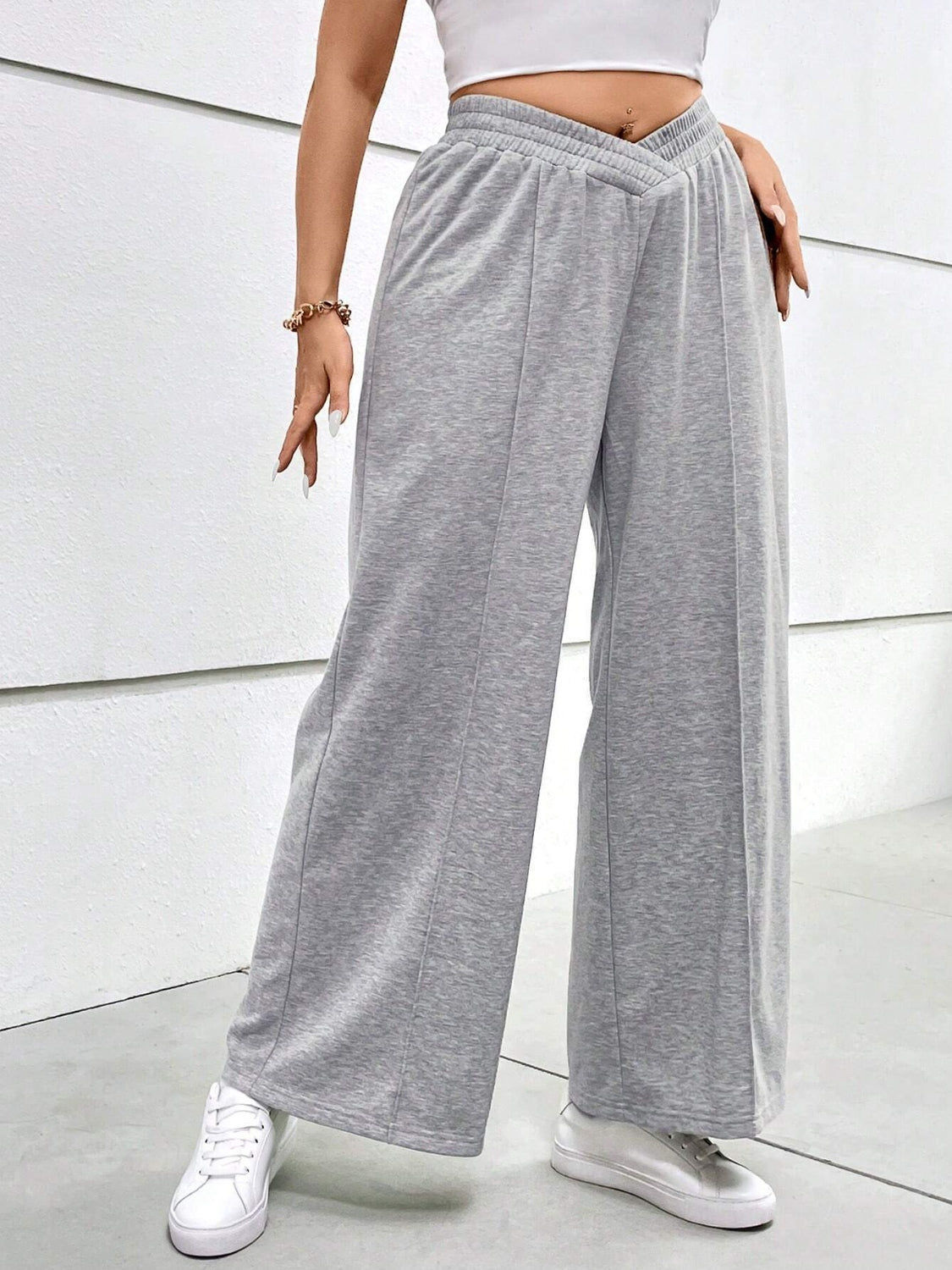 Plus Size Elastic Waist Wide Leg Pants-Jewearrings