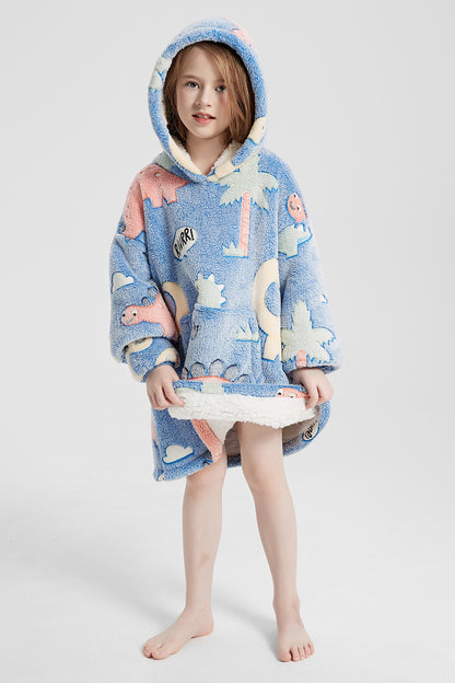 Luminous Pattern Oversize Long Sleeve Fuzzy Hoodie-Jewearrings