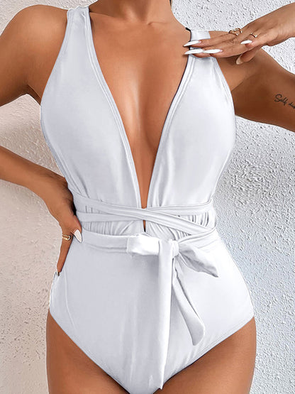 Tied Crisscross Wide Strap One-Piece Swimwear-Jewearrings