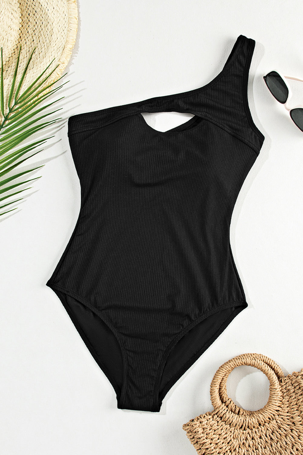 Cutout One Shoulder Sleeveless One-Piece Swimwear-Jewearrings