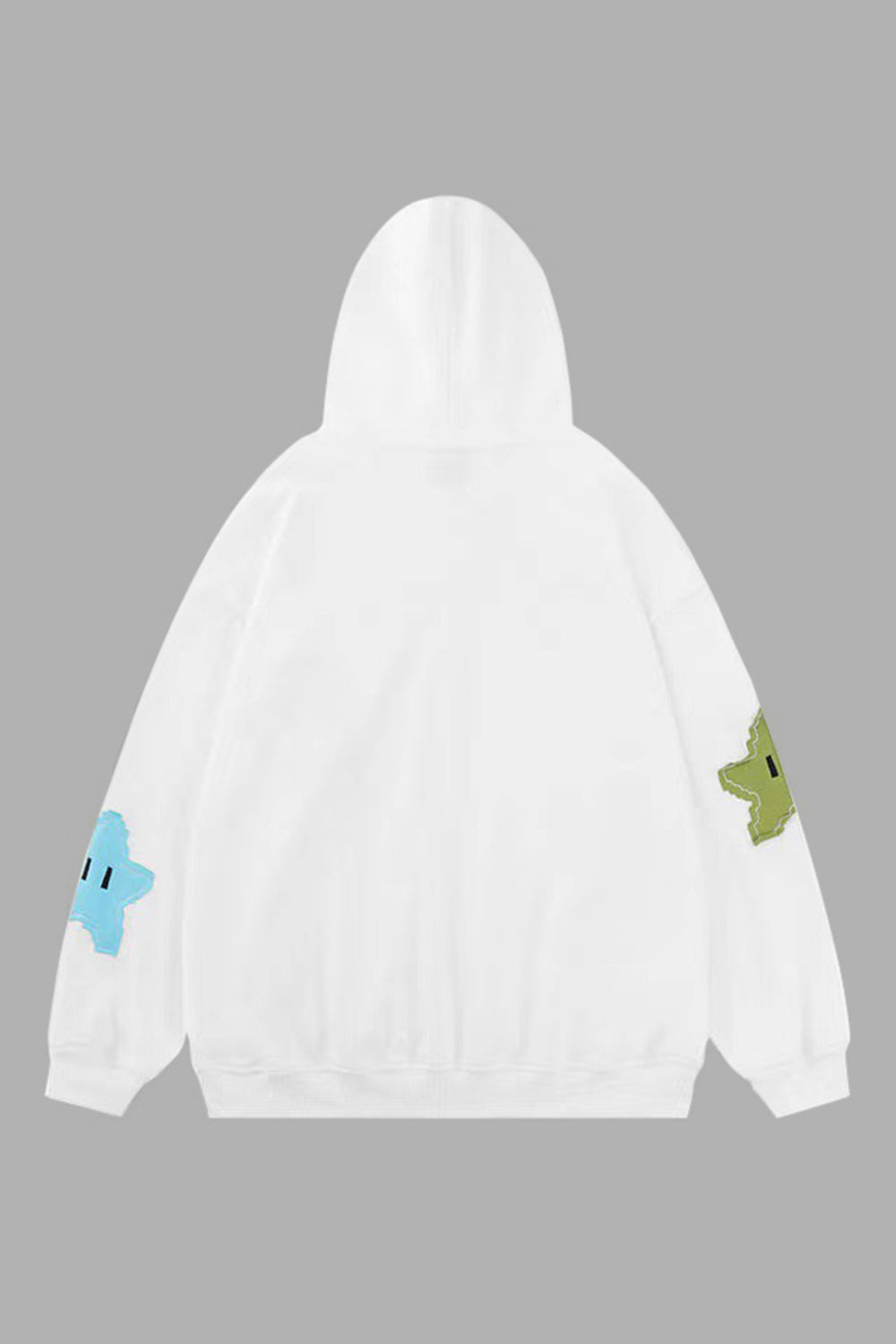 Star Drawstring Zip Up Dropped Shoulder Hoodie-Jewearrings