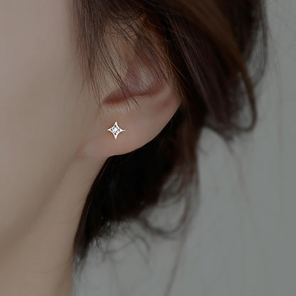 Sterling Silver Star Stud Earrings Women-Jewearrings