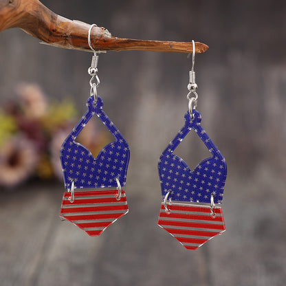 US Flag Pattern Acrylic Earrings-Jewearrings