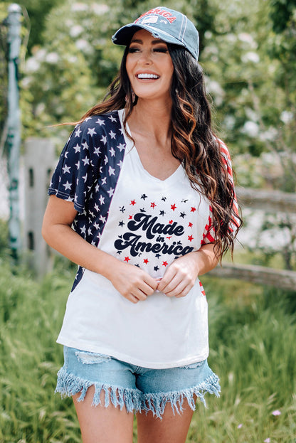 Stars and Stripes V-Neck Tee Shirt-Jewearrings