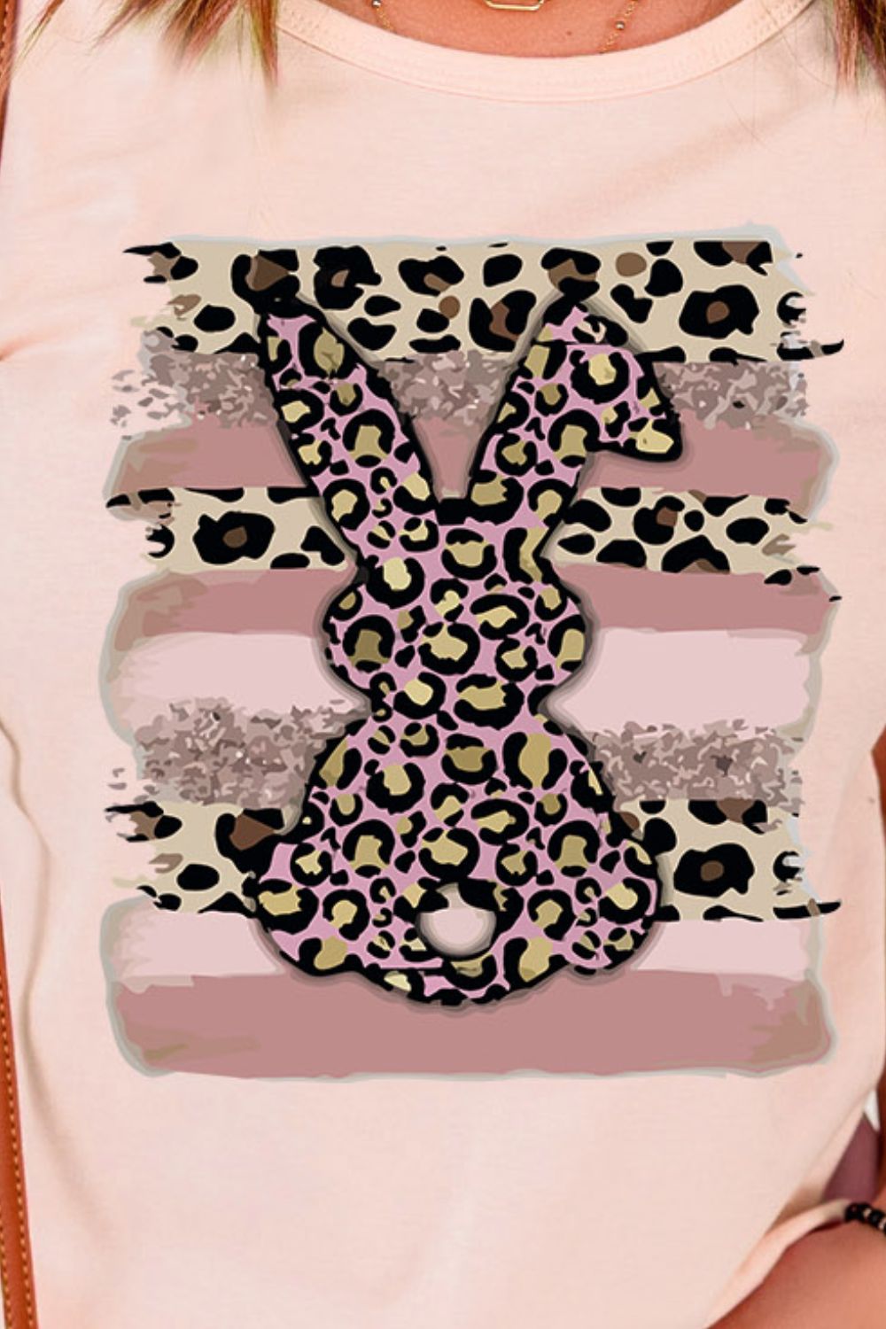 Easter Leopard Bunny Graphic T-Shirt-Jewearrings