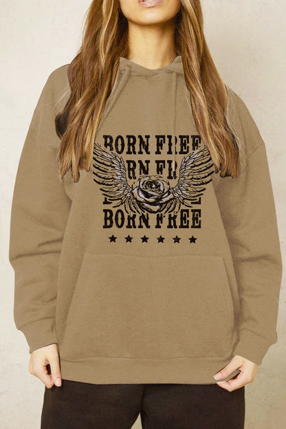 Simply Love Simply Love Full Size BORN FREE Graphic Hoodie-Jewearrings