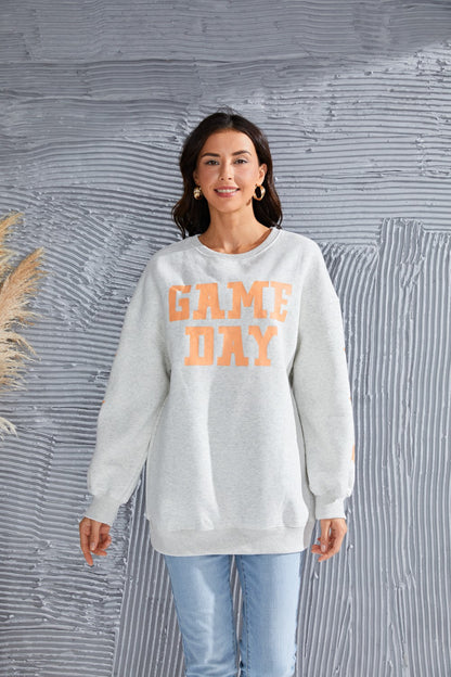 GAME DAY Long Sleeve Round Neck Sweatshirt-Jewearrings