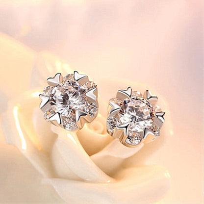 Sterling Silver Snowflake Stud Earrings-Jewearrings