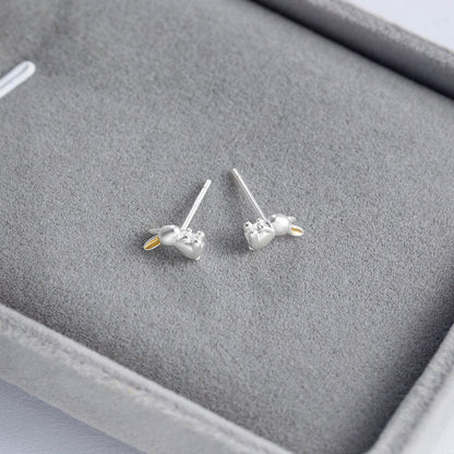 Sterling Silver Little White Rabbit Earrings All Body Silver Cute Rabbit-Jewearrings