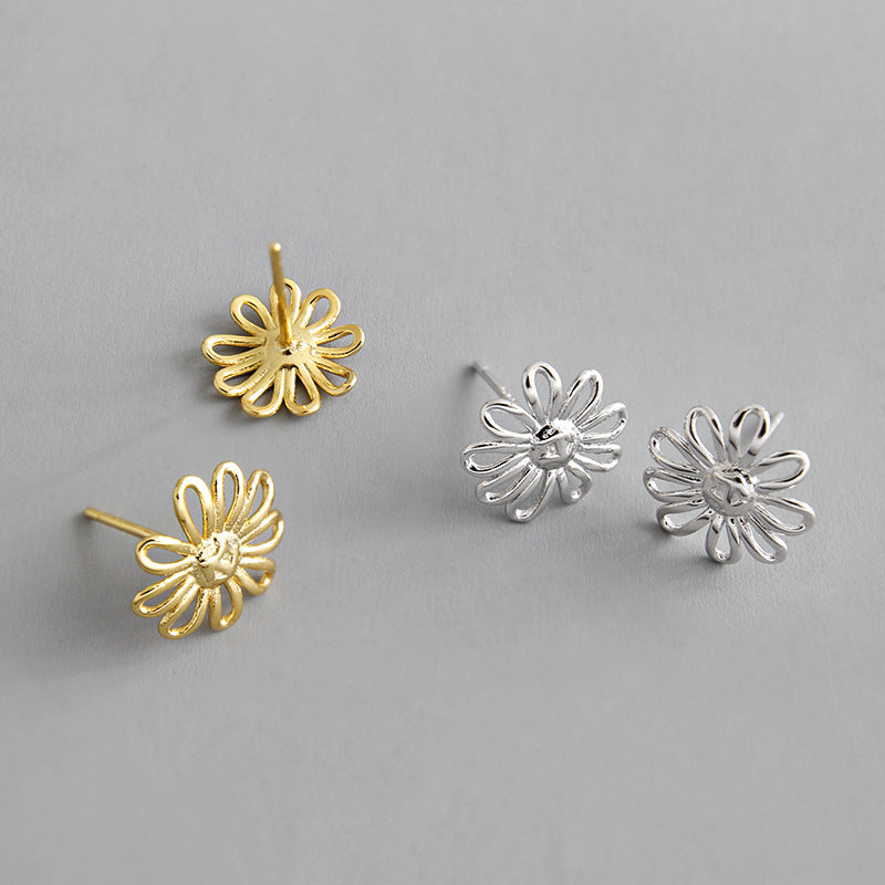 Sterling Silver Earrings Simple Sunflower Sunflower-Jewearrings