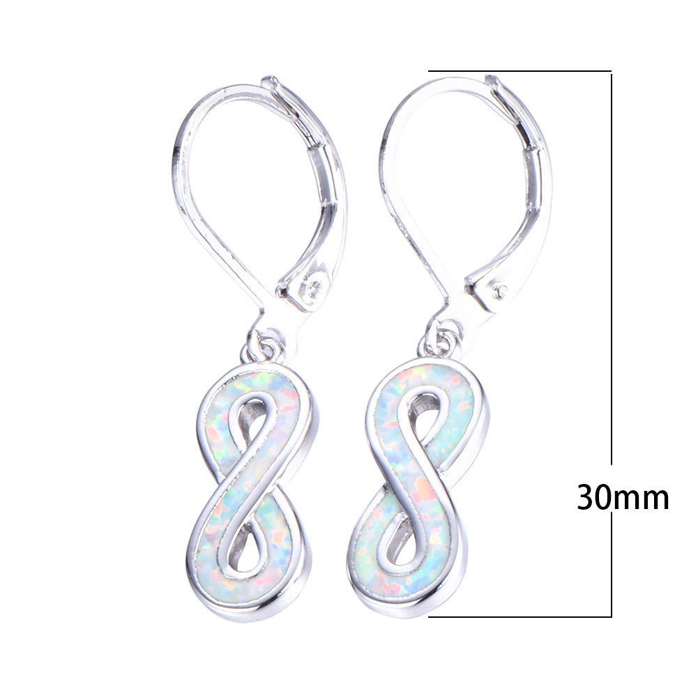 White Opal Figure 8 Earrings-Jewearrings