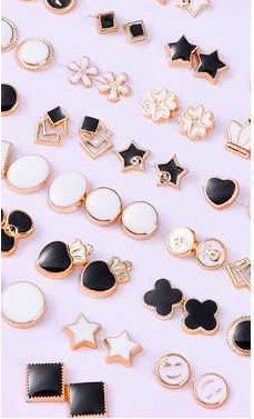 Peach Heart Box 36 Pairs Of Plastic Stud Earrings-Jewearrings