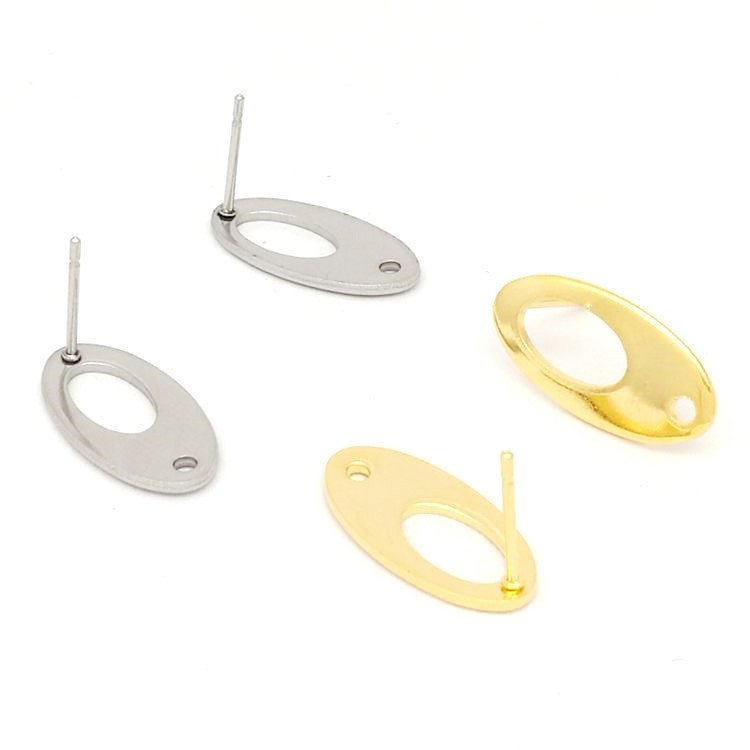 316 Stainless Steel Earrings Oval Strap Hoop Stud-Jewearrings