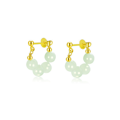 Women's Senior Sterling Silver Hetian Jade Earrings-Jewearrings