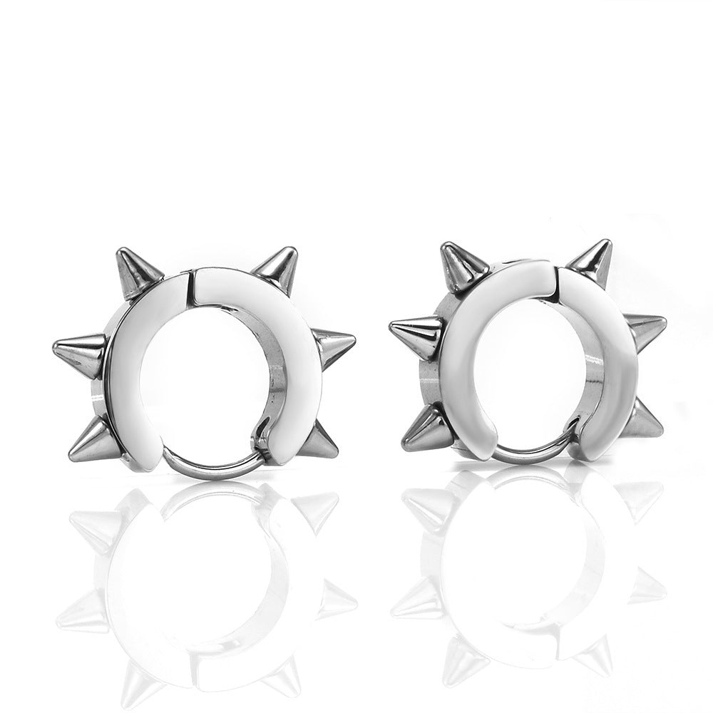 Stainless Steel Rivet Stud Earrings Circle Ear Clip-Jewearrings