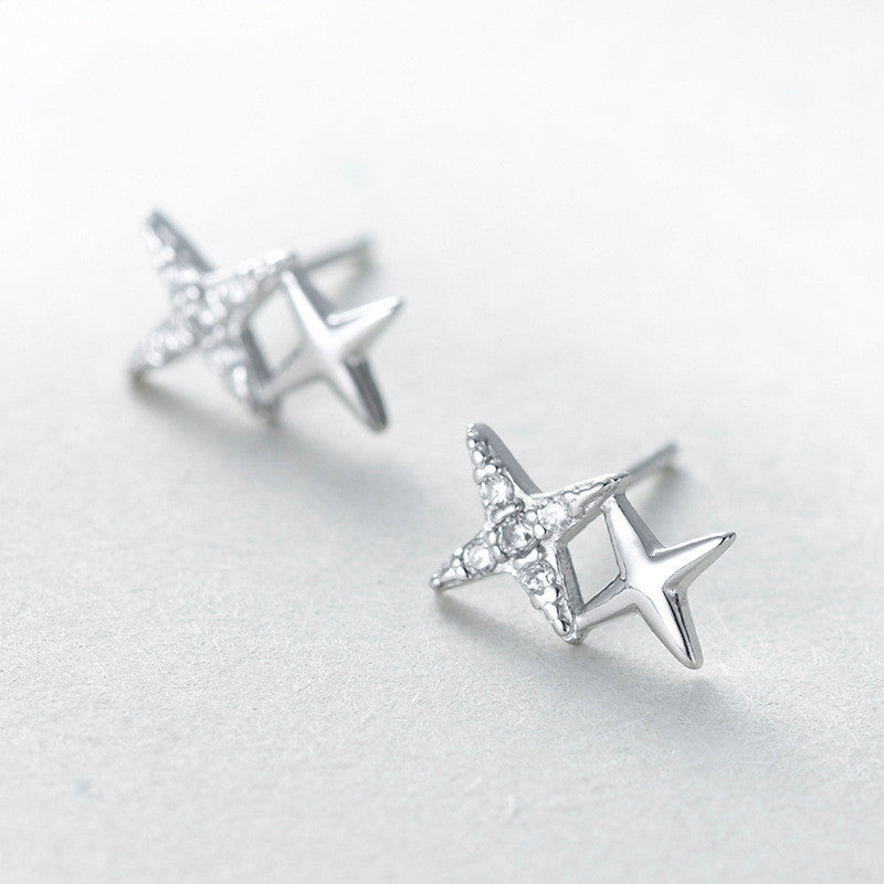 Star Sterling Silver Stud Earrings-Jewearrings