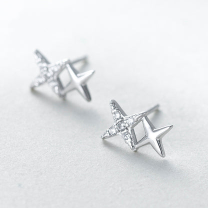 Star Sterling Silver Stud Earrings-Jewearrings