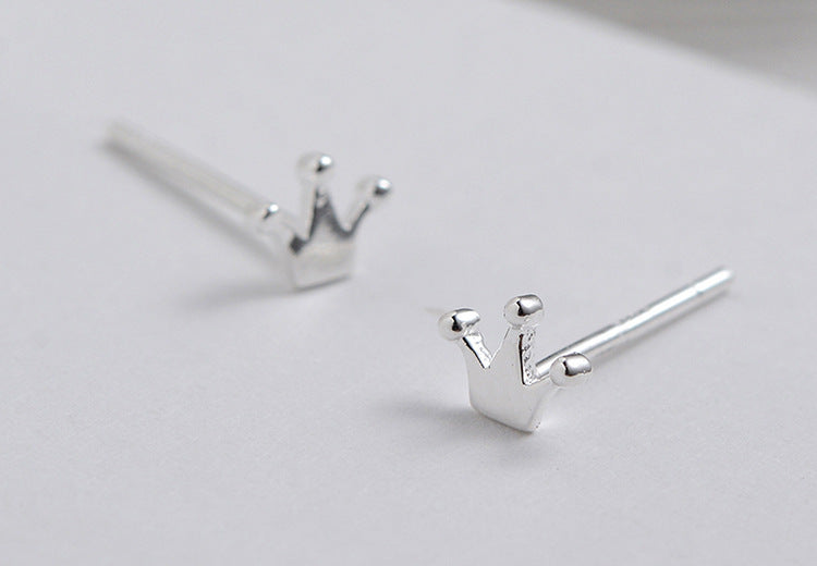 Lovely Mini Crown S925 Sterling Silver Stud Earrings-Jewearrings