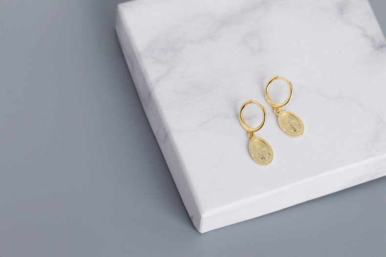 100% 925 Golden earrings sterling silver earrings-Jewearrings