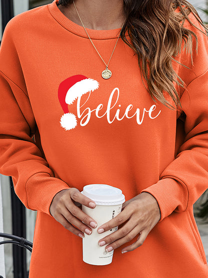 BELIEVE Graphic Tunic Sweatshirt-Jewearrings