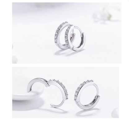 Shiny white flowers elegant ladies hoop earrings-Jewearrings