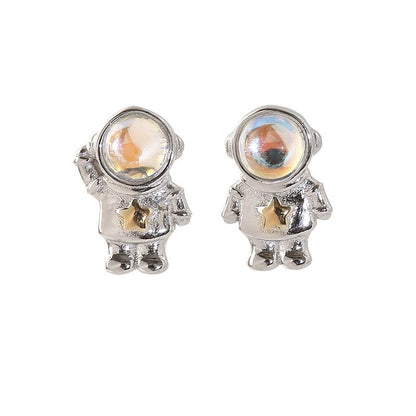 Chinese Star Astronaut 925 Sterling Silver Stud Earrings Special Design Sense Of Small Female Ins Trend-Jewearrings