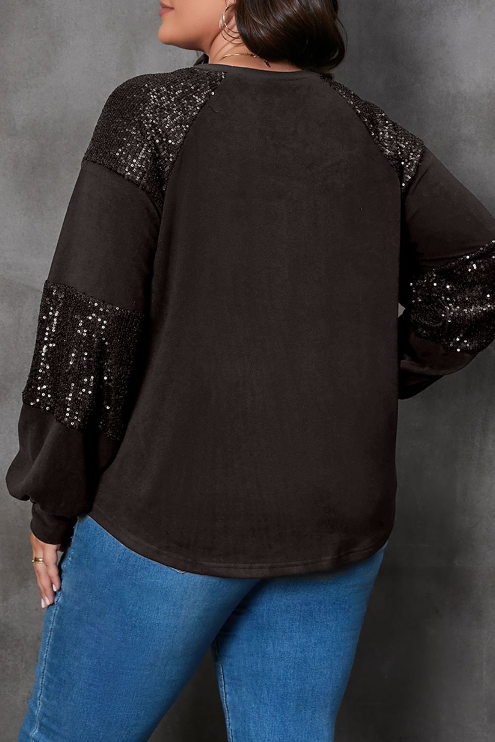 Plus Size Sequin Christmas Elements Long Sleeve T-Shirt-Jewearrings