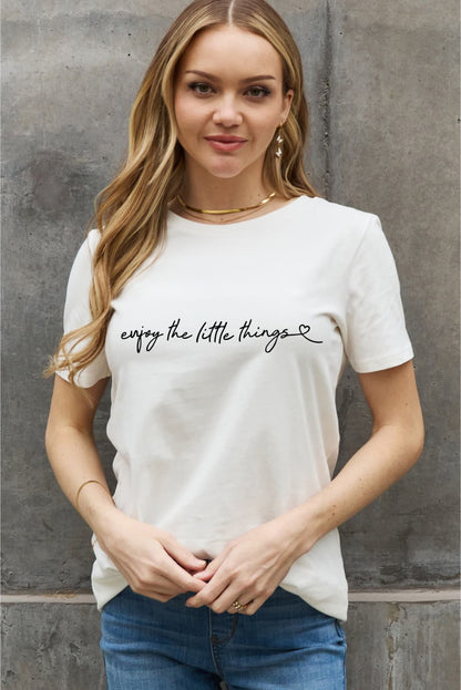 Simply Love Full Size ENJOY THE LITTLE THINGS Graphic Cotton Tee-Jewearrings