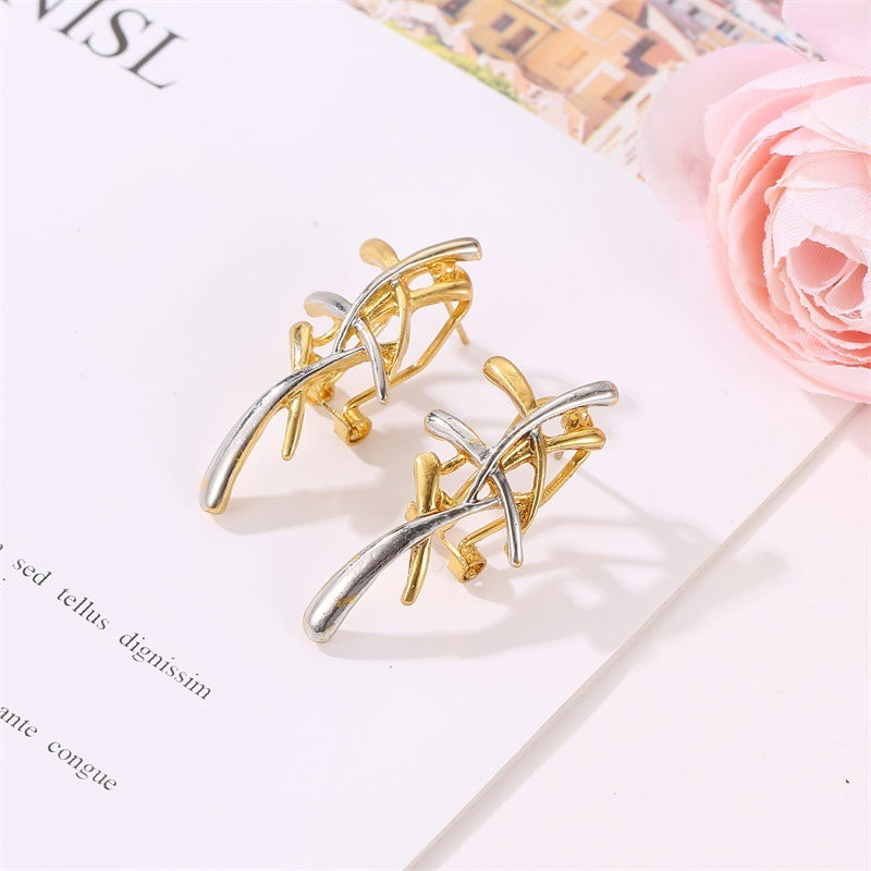 European And American Ladies Fashion Cross Stud Earrings-Jewearrings