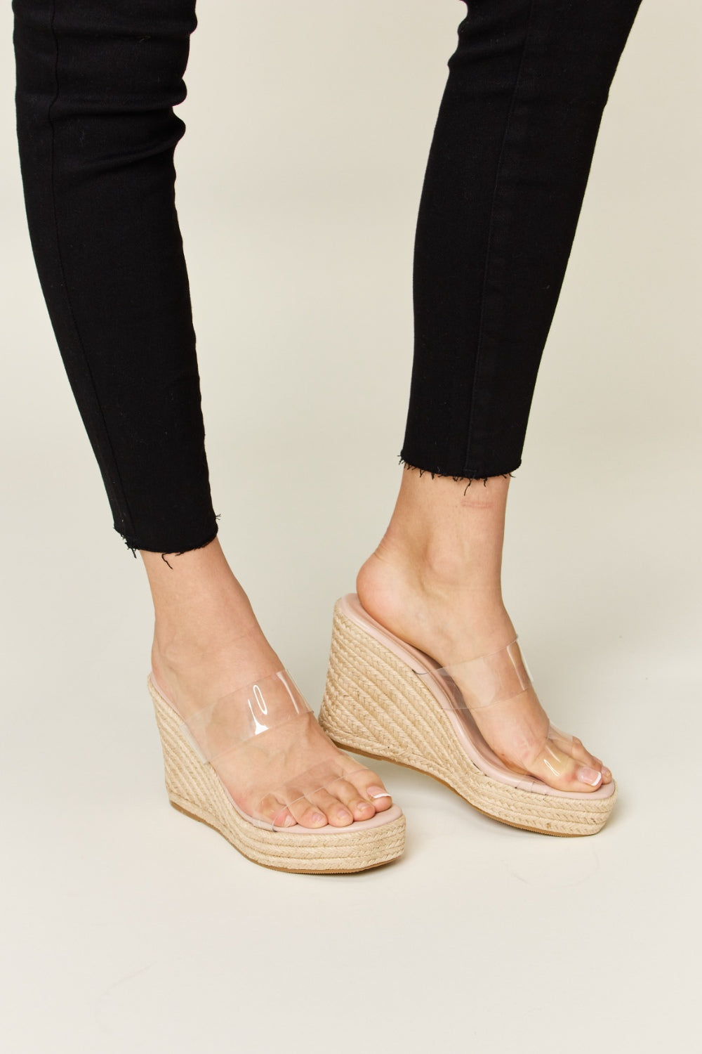 Forever Link Clear Strap Espadrille Platform Wedge Sandals-Jewearrings