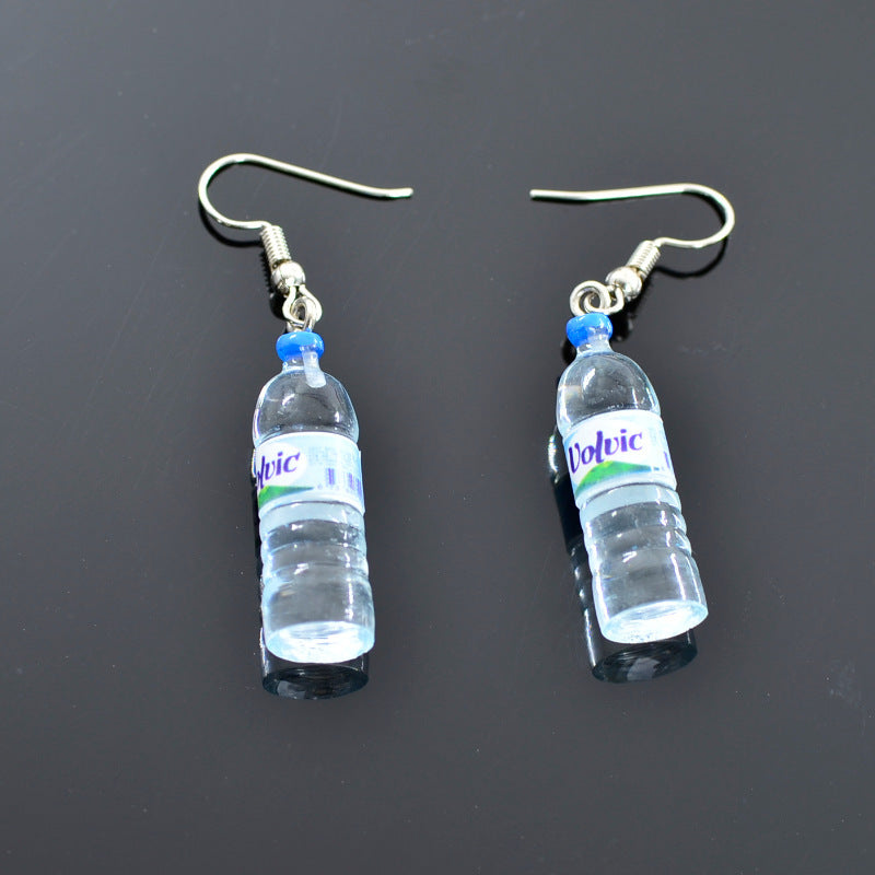 Vivid Little Mineral Water Bottle Pendant Silver Color Dangle Earrings Drop Earrings for Women-Jewearrings