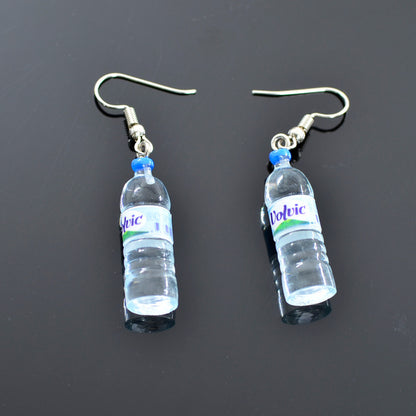 Vivid Little Mineral Water Bottle Pendant Silver Color Dangle Earrings Drop Earrings for Women-Jewearrings