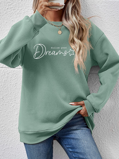 FOLLOW YOUR DREAMS Graphic Sweatshirt-Jewearrings