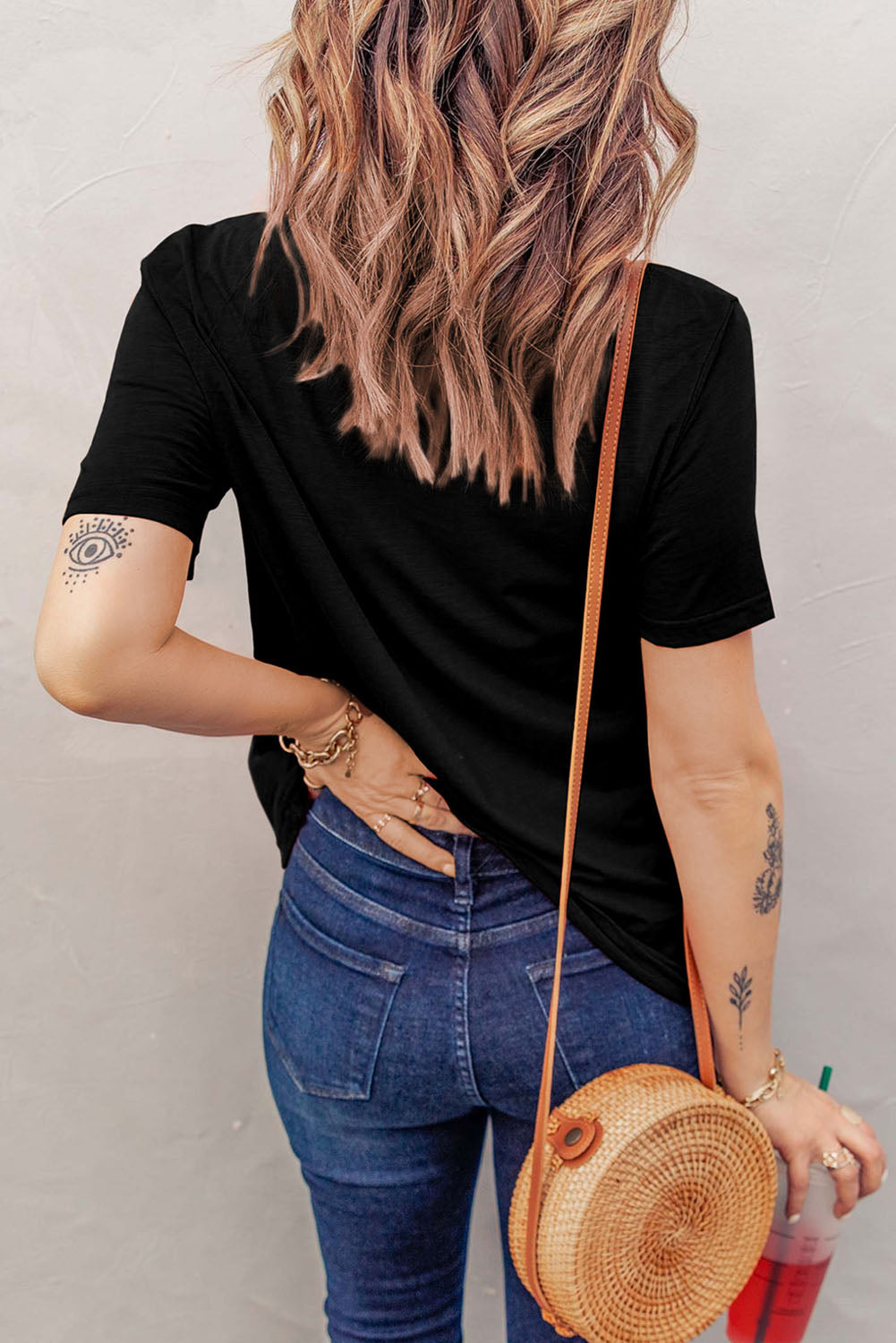 Graphic Round Neck Cutout Tee-Jewearrings