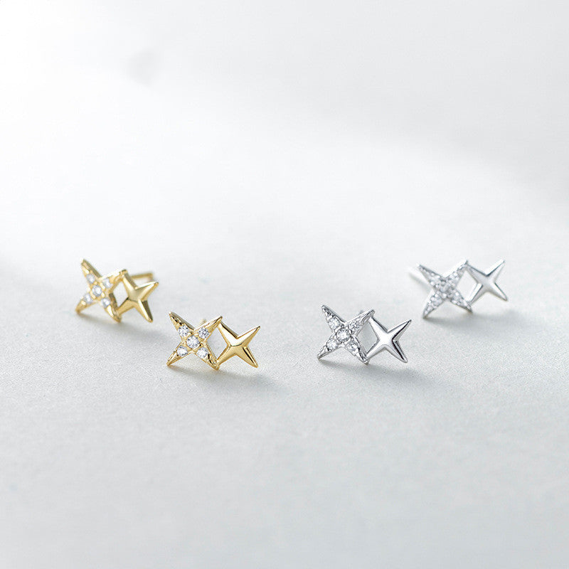 Star Sterling Silver Stud Earrings-Jewearrings