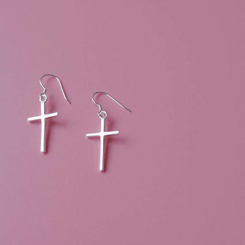 Europe and the United States new earrings simple Christian cross earrings alloy cross show ear hook-Jewearrings