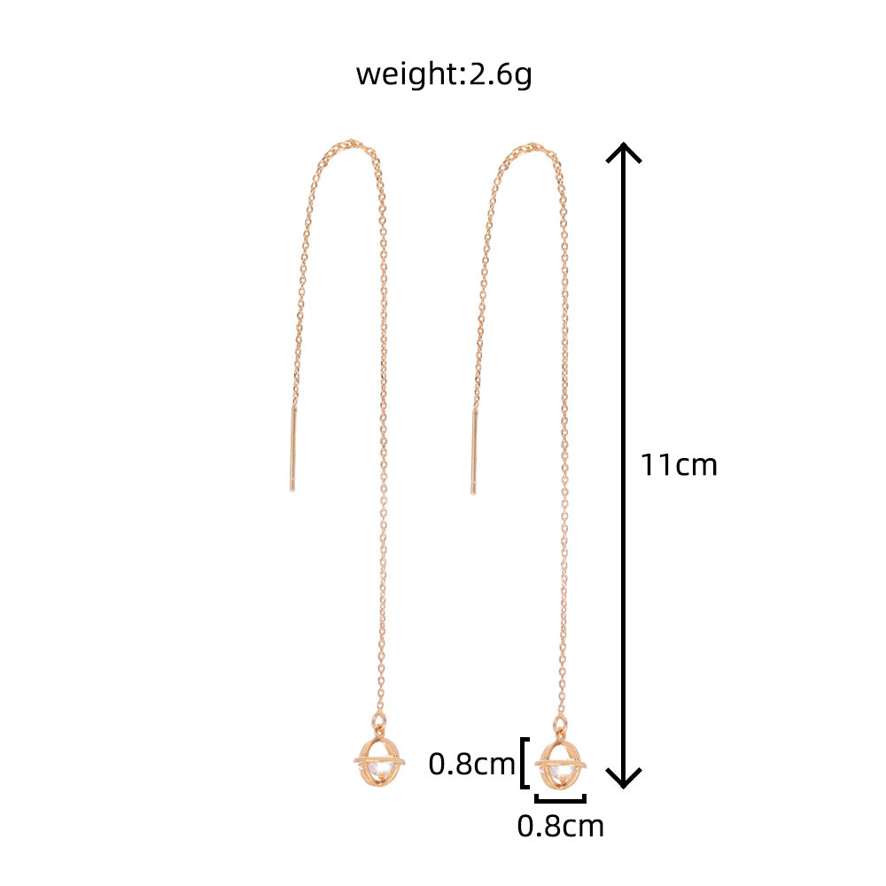 Gold Cutout Round Copper Tassel Pendant Earrings-Jewearrings