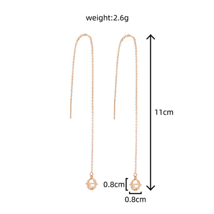 Gold Cutout Round Copper Tassel Pendant Earrings-Jewearrings