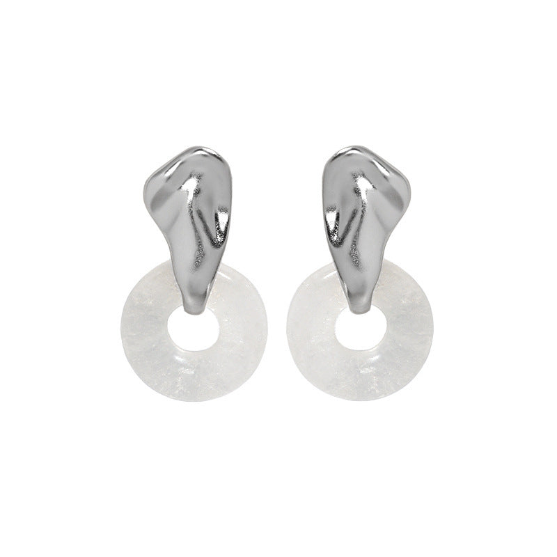 Niche White Crystal S925 Sterling Silver Stud Earrings-Jewearrings