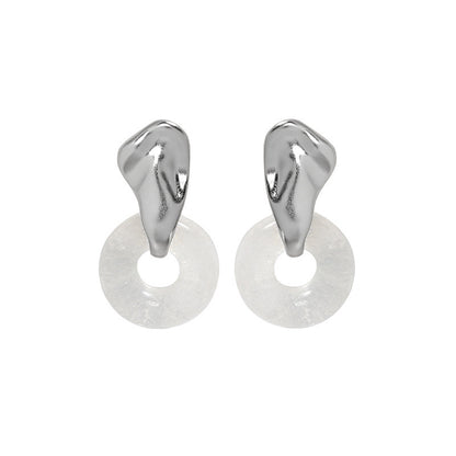 Niche White Crystal S925 Sterling Silver Stud Earrings-Jewearrings