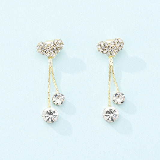 Simple Forest Gold Earrings With Diamonds-Jewearrings